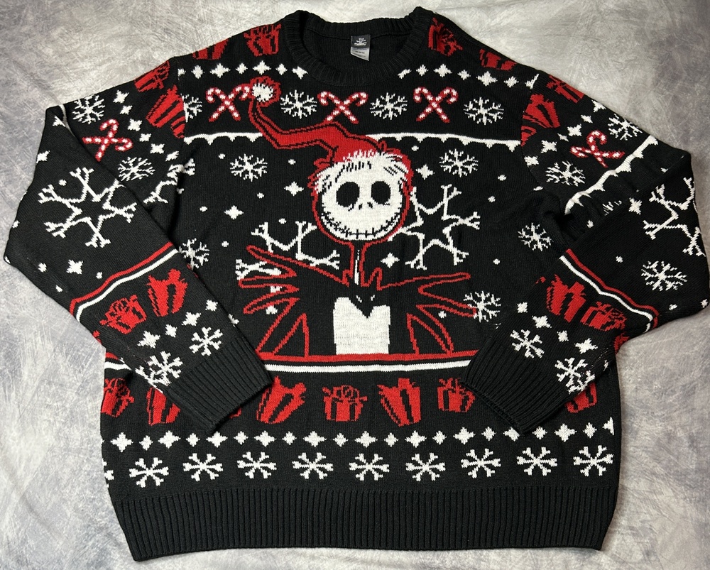 Nightmare Before Christmas Sweater Mens 2XL Jack Skellington Disney